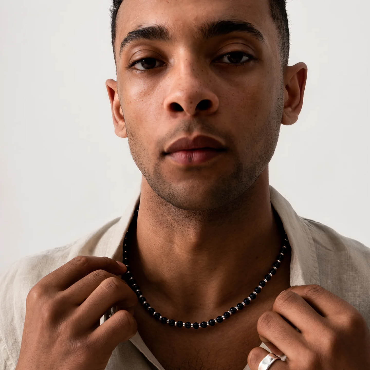 Dower Hall Men s Black Pearl Halo Necklace