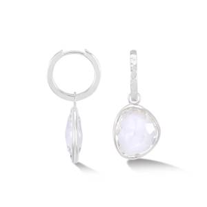 Dower & Hall Rock Crystal Pebble Huggie Hoops
