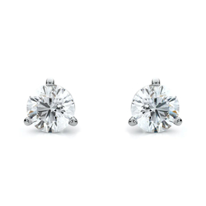 BEARDS THREE-CLAW Lab-Grown DIAMOND & PLATINUM EARSTUDS  1.40ct