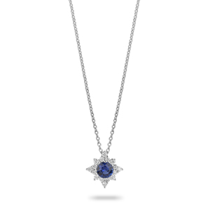 Beards 18ct White Gold Sapphire & Diamond Star Pendant