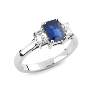 Beards 18ct White Gold Sapphire & Diamond 3 Stone Ring