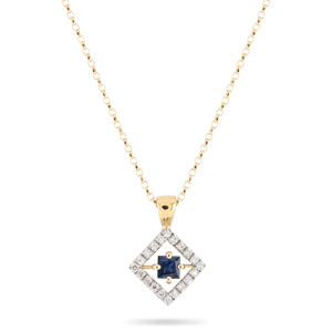 Beards Princess Cut Sapphire & Diamond Floating Halo Pendant