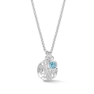 Dower & Hall Hammered Disc & 5mm Aquamarine Array Pendant