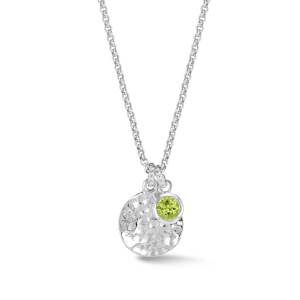 Dower & Hall Hammered Disc & 5mm Peridot Array Pendant