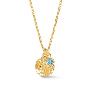 Dower & Hall Hammered Disc & 5mm Aquamarine Array Pendant