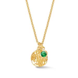 Dower & Hall Hammered Disc & 5mm Green Garnet Array Pendant