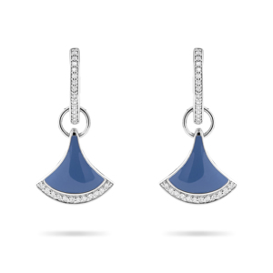Beards Éventail Fan Diamond Huggies Earrings, Ultramarine Blue