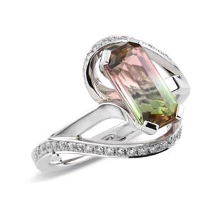 BEARDS PLATINUM WATERMELON TOURMALINE RIBBON RING