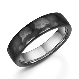 Zedd Hammered Finish Zirconium & Silver Ring 6mm