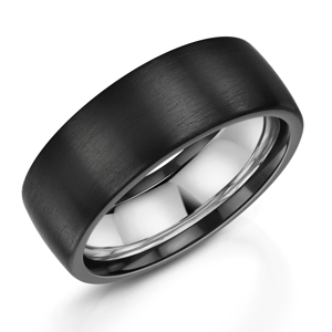 Zedd Satin Finish Zirconium & Silver Ring 8mm